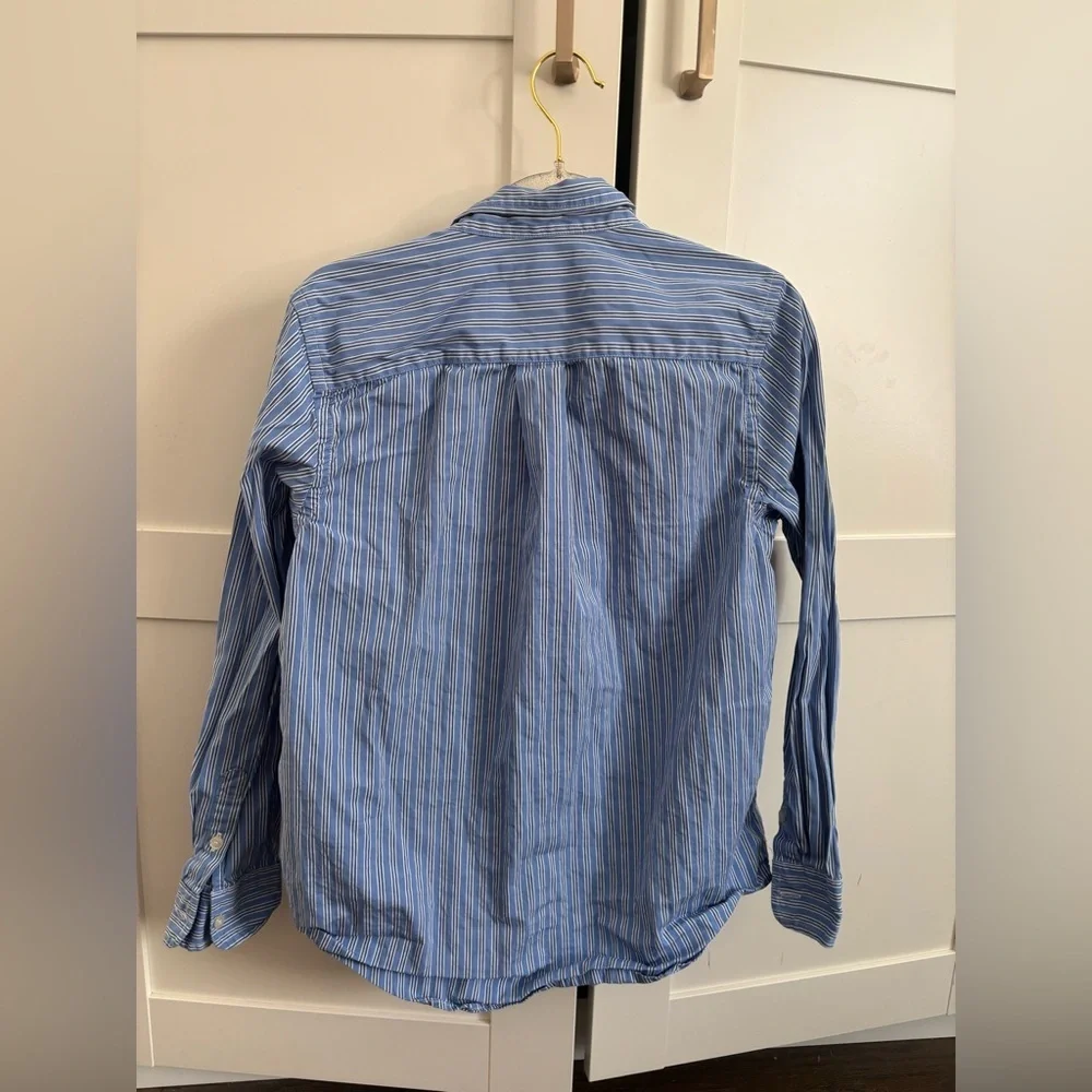 Ralph Lauren Boys Blue and White Striped Shirt Size Large 14-16 Preppy Classic